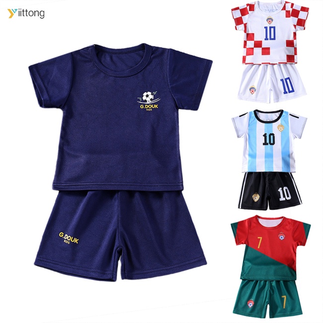 Set Đồ Đá Banh 2 Món Gồm Áo Tay Ngắn Và Quần short Thoáng Khí Cho Bé Trai