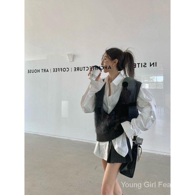 Áo Khoác Len Nữ Cộc Tay Cổ Chữ v Thời Trang