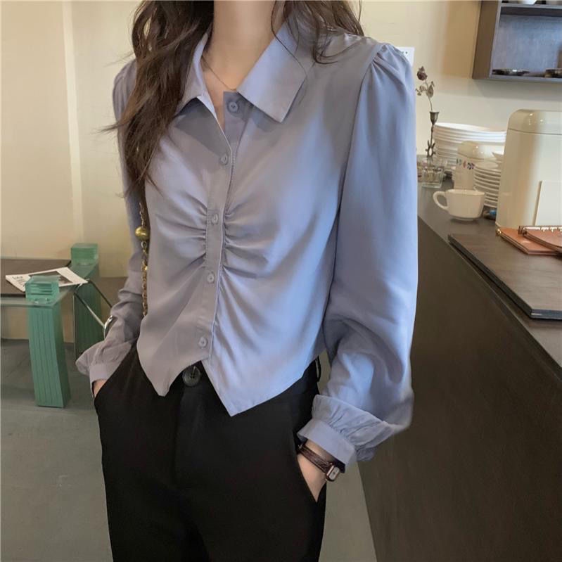 Áo Sơ Mi POLO Tay Dài Cổ Bẻ Dáng Ôm Phong Cách Hàn Quốc Thời Trang Cho Nữ áo kiểu nữ NZ-CS-74