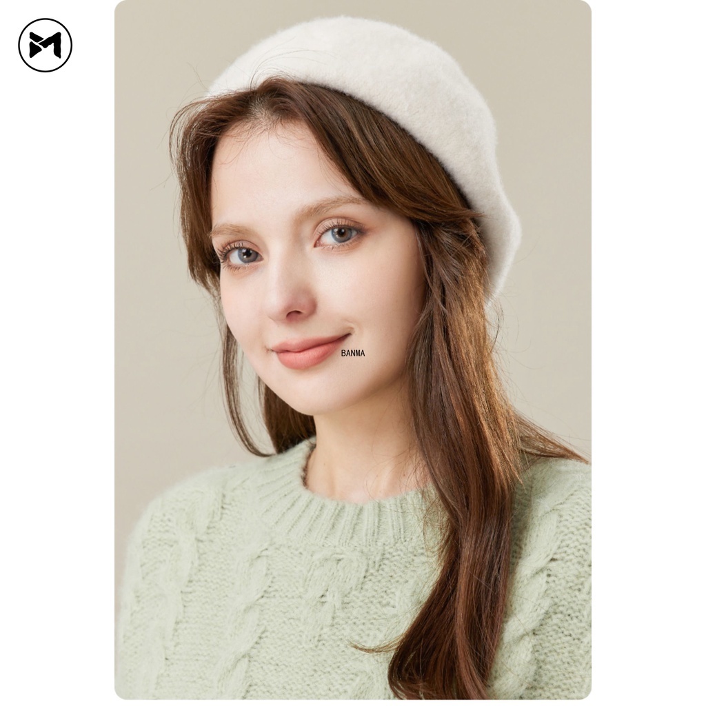 Mũ Nồi 95% Len Màu Đen Phong Cách Hàn Quốc Nhật Bản Thời Trang Thu Đông Cho Nữ