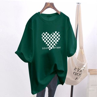 Áo thun nữ ngắn tay plus size màu xanh lá đậm