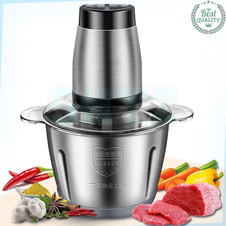 Máy Xay Thịt Đa Năng Dung Tích 2L, Cối SUS304, 4 Lưỡi Dao, Động Cơ Lõi Đồng Công Suất 250W Mạnh Mẽ, Tặng Kèm 1 Bộ Dao