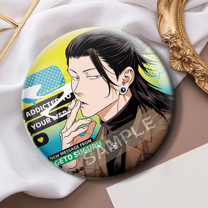 Ghim Cài Áo Hình Tròn Họa Tiết Hoạt Hình anime gojo satoru geto Sugururu Goo Supur