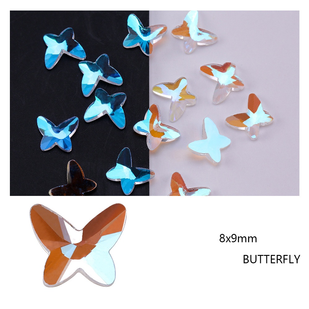 1 Hộp Đá Pha Lê Trong Suốt Hình Hoa Tuyết / Trái Tim / Bướm Trang Trí Móng Tay Nghệ Thuật diy