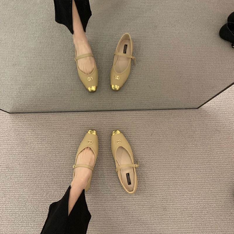 BAILUDAREN. Giày Búp Bê Đế Bằng Màu Đen Phong Cách Hàn Quốc mary jane