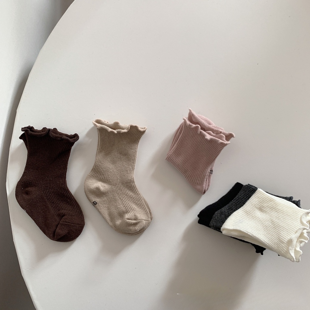 Vớ cotton Mỏng Màu Trơn Kiểu Công Chúa Dành Cho Bé Gái 1-5 Tuổi