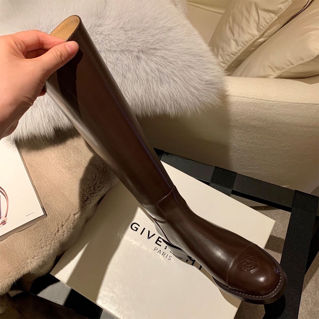 Giày Bốt Da Mềm Đế Bằng Mũi Tròn Phối Lông Cừu Phong Cách Thời Trang Mới 2023