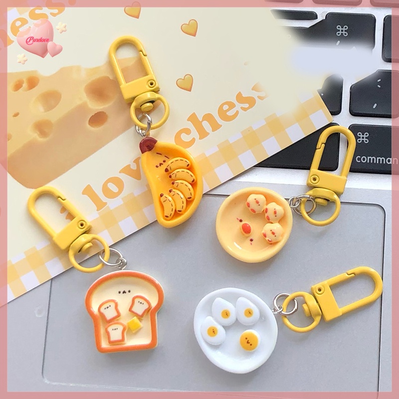 Móc Khóa Hình Bánh Mì Trứng / Chuối Sáng Tạo Dễ Thương Mới