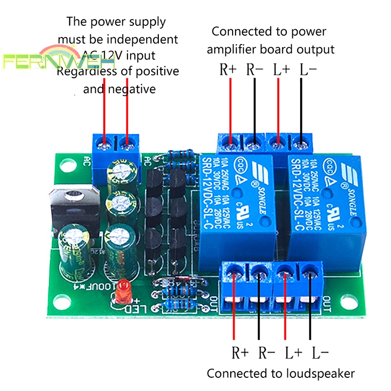 Bộ Bảng Mạch Bảo Vệ Loa Âm Thanh Hai Kênh dc diy