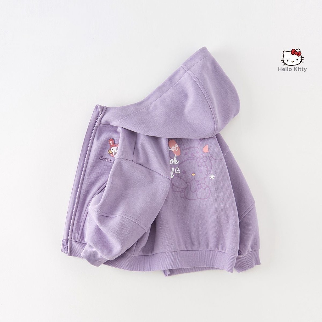 Áo Khoác cardigan Có Nón In Hình hello kitty Thời Trang Mùa Thu Cho Bé Gái