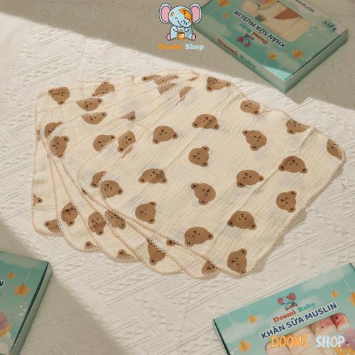 Set 6 Khăn Sữa Cho Bé Vải Muslin 2 Lớp Cao Cấp Chính Hãng Doomi Baby - HT635