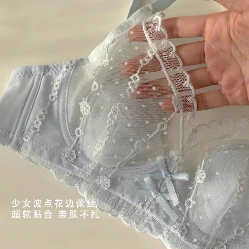 Bộ Đồ Lót Nâng Ngực Không Gọng Phối Ren Đính Tai Thỏ Phong Cách Pháp Quyến Rũ Cho Nữ