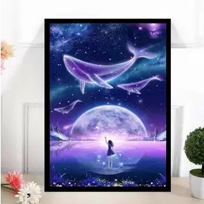 Bộ Tranh Đính Đá 5d Tự Làm Hình Cá Voi 30 * 40cm