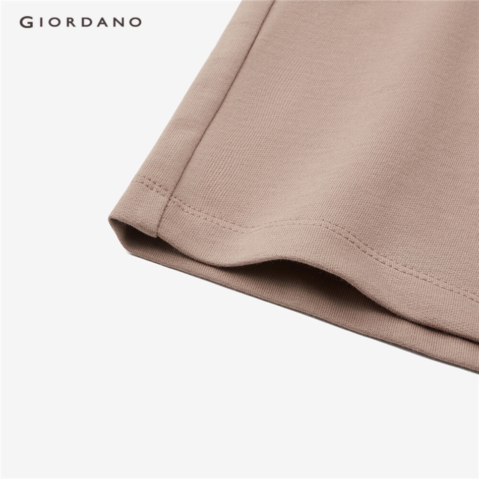 Quần short terry GIORDANO 05403325 dáng rộng vải cotton eo thun cho nữ