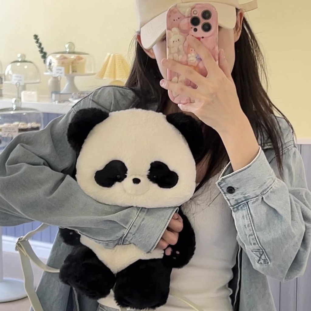 Ba Lô Hình Gấu Trúc Nhồi Bông Mềm Mại Dễ Thương Phong Cách Nhật Bản