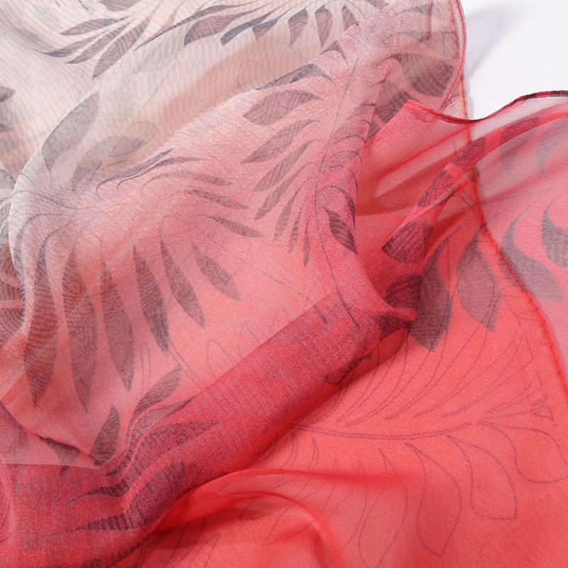 1 Khăn Choàng chiffon Mềm In Họa Tiết Hoa Lá Màu gradient 160 * 50cm