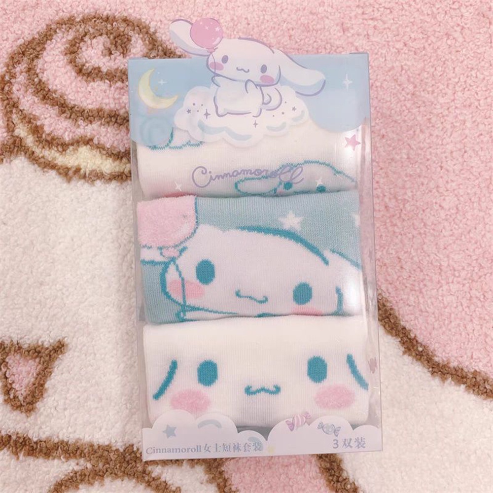 Sanrio Vớ cotton Cổ Thuyền In Họa Tiết Hoạt Hình Chó cinnamon / melody Dễ Thương Cho Bé Gái