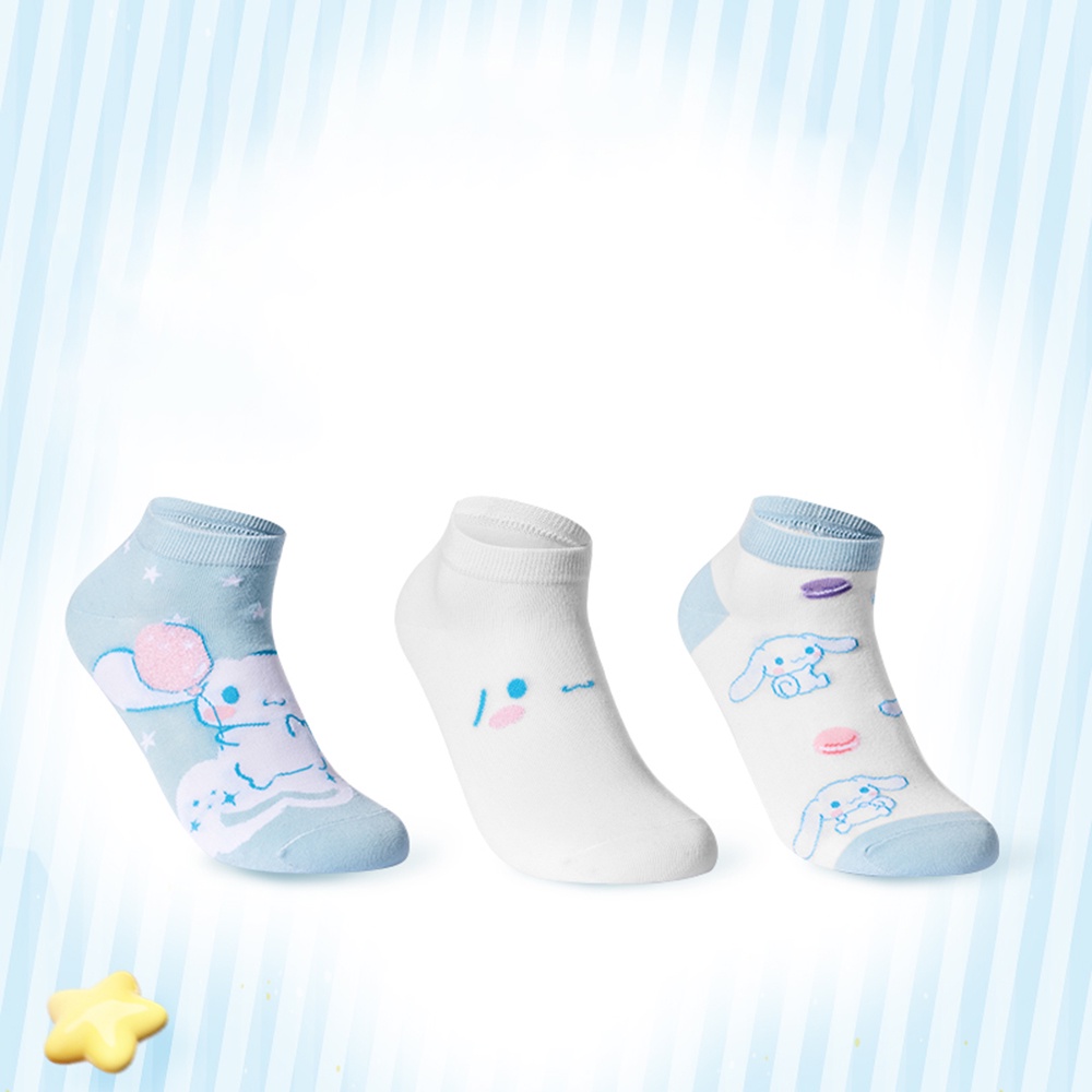 Sanrio Vớ cotton Cổ Thuyền In Họa Tiết Hoạt Hình Chó cinnamon / melody Dễ Thương Cho Bé Gái