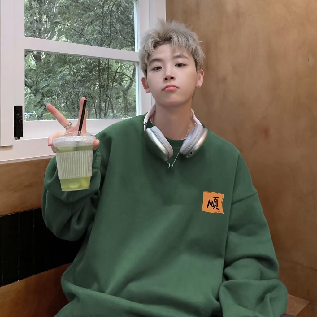 Áo Nỉ Tay Dài Dáng Rộng In Chữ Phong Cách Hồng Kông Thời Trang Cho Nam Và Nữ size m-5xl