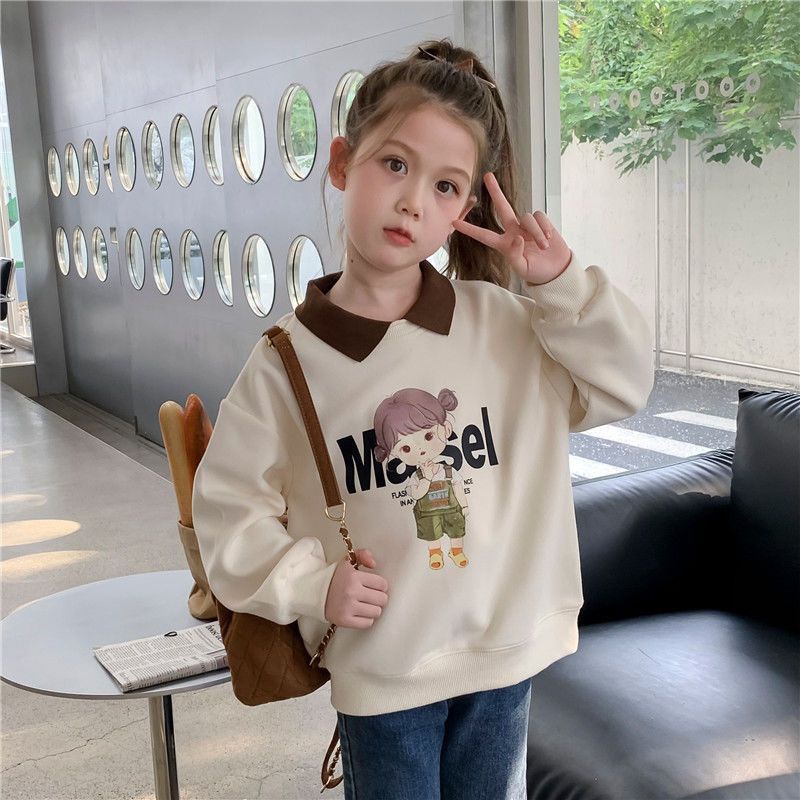 Áo Thun polo Tay Dài Phong Cách Hàn Quốc Thời Trang Mùa Thu 2023 Mới Cho Bé Gái