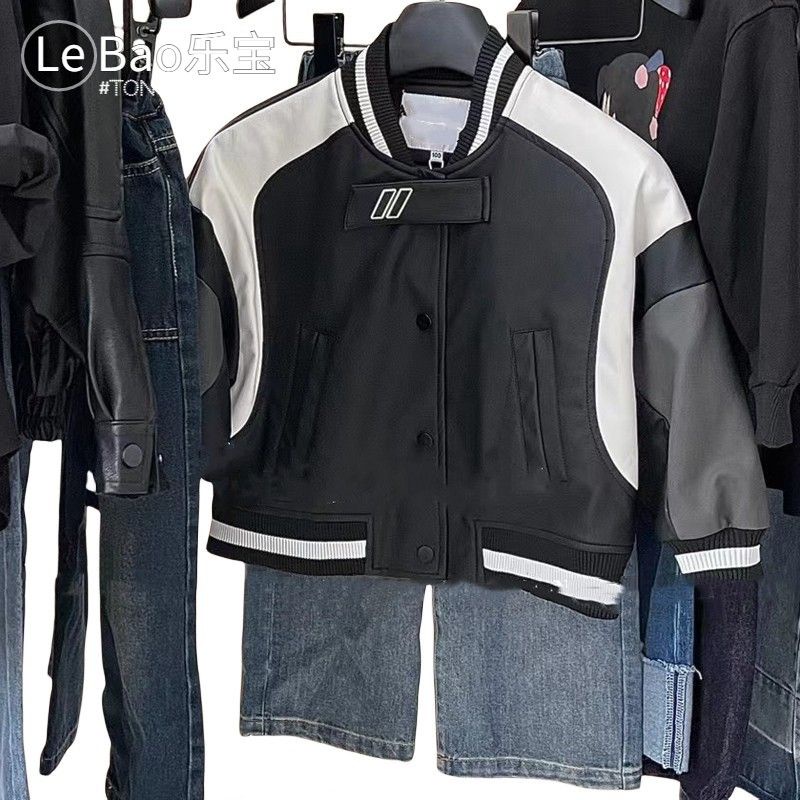 Áo Khoác Bóng Chày Bằng Da Dáng Rộng Thời Trang Mùa Thu Phong Cách Hàn Quốc Cho Bé Trai