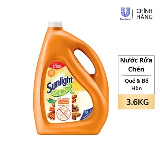 Nước rửa chén bát sunlight khử mùi tanh hương quế và bồ hòn can 3.6 kg