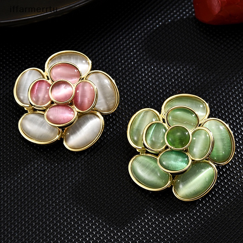 Ghim Cài Áo Hình Hoa Trà Đính Đá opal Thời Trang Cho Nữ