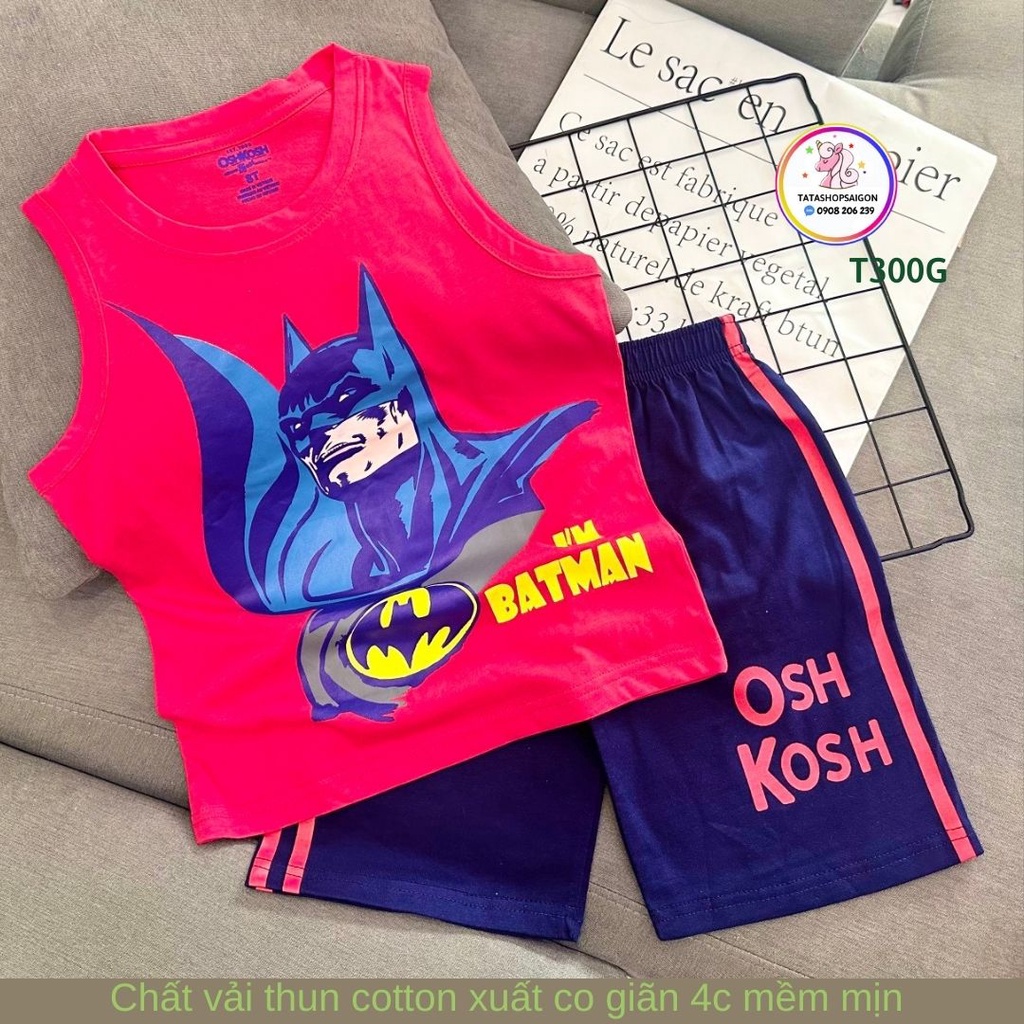 20 đến 30kg - Đồ bộ bé trai - Bộ ba lỗ sát nách cho bé trai size đại thun cotton mát mùa hè T300