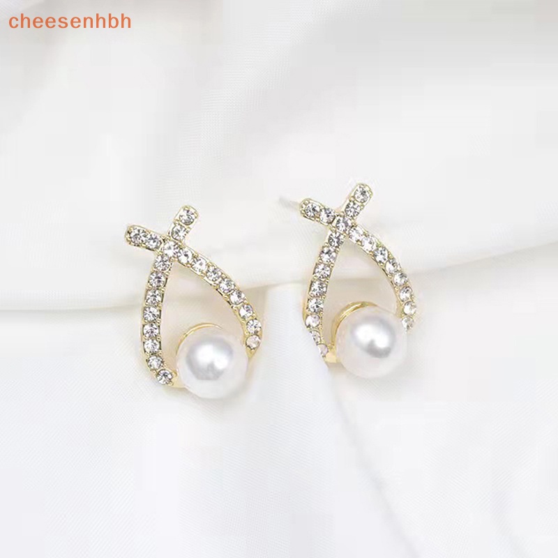 Chehbh 1 Cặp Bông Tai Ngọc Trai Đính Kim Cương Giả Hình Chữ x Sáng Tạo Dễ Thương Cho Nữ vn