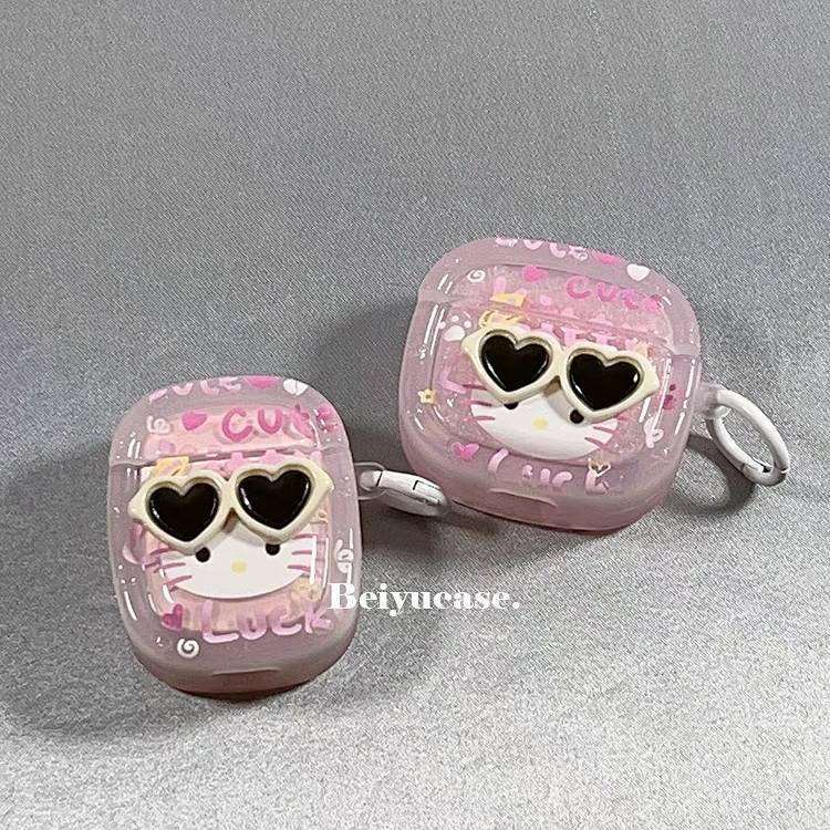Vỏ bảo vệ hộp sạc tai nghe hình mèo kitty đeo kính mát cho Airpods1 / 2 / 3 / pro2