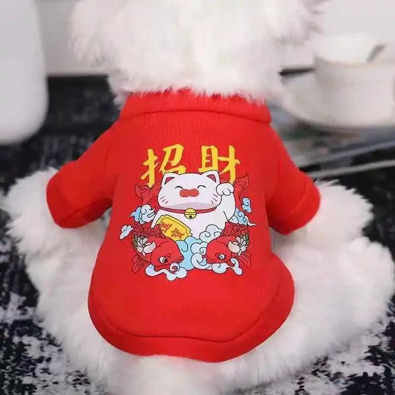 Áo hoodie Vải Lông Cừu Mừng Năm Mới Thời Trang Xuân Đông Cho Thú Cưng
