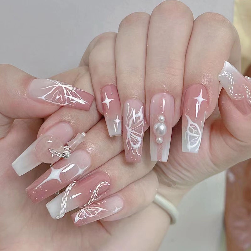 Miếng Dán Trang Trí Móng Tay 5d Họa Tiết Bướm / Rắn / Ngôi Sao Màu Trắng Đen Phong Cách Dân Tộc