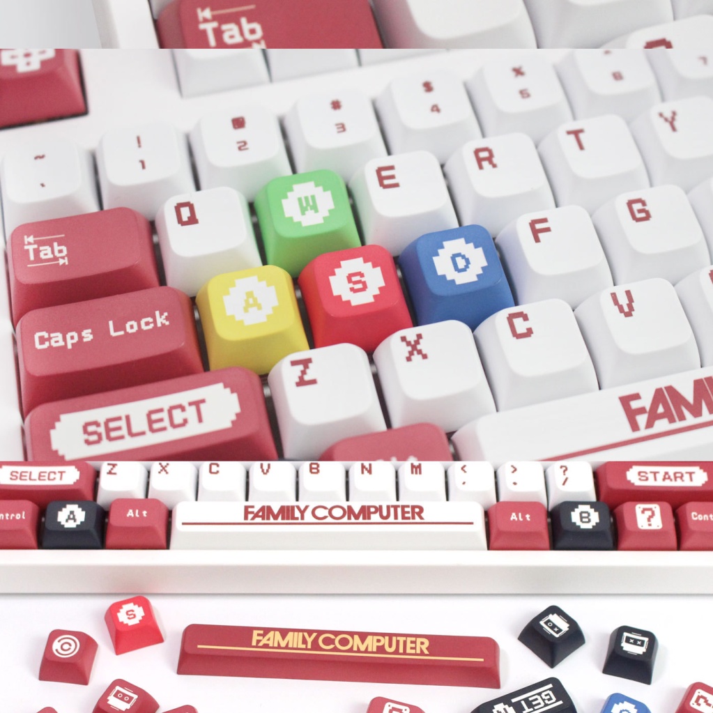 FC keycaps pixel màu đỏ và trắng, XDA9.5mm, bàn phím cơ tùy chỉnh keycaps dễ thương được cá nhân hóa, PBT thăng hoa