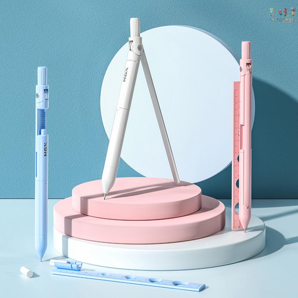 Compa Chuyên Nghiệp  nbx Với Bút Chì Cơ Khí Hình Học Với Công Cụ Vẽ Toán Học 0.7mm Chì & 6 Cục Tẩy Và Thước Kẻ Cho Giáo Viên / Nhà Thiết Kế Cho Học Sinh #