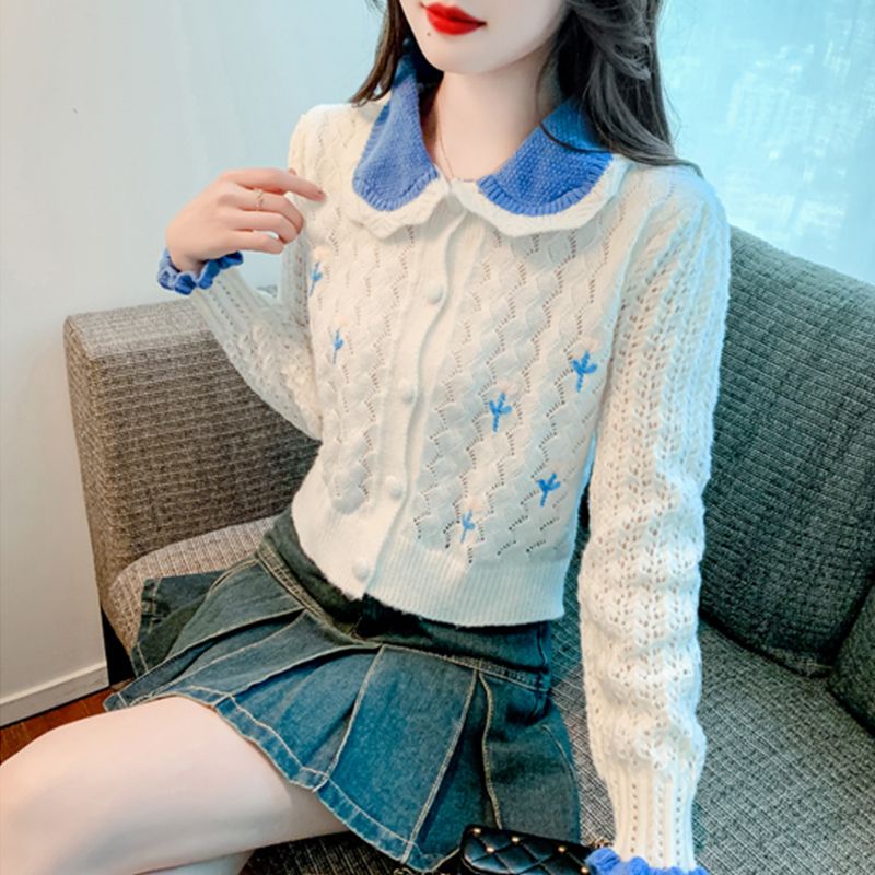 Áo Khoác cardigan Dệt Kim Tay Dài Cổ Búp Bê Thời Trang Mùa Thu Mới 2023 Dành Cho Bạn Nữ