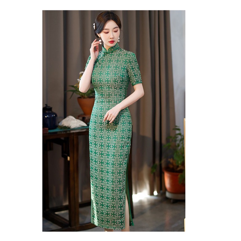 Sườn Xám Cách Tân Dáng Dài Thiết Kế Mới Xinh Xắn Thời Trang Dành Cho Mùa Hè