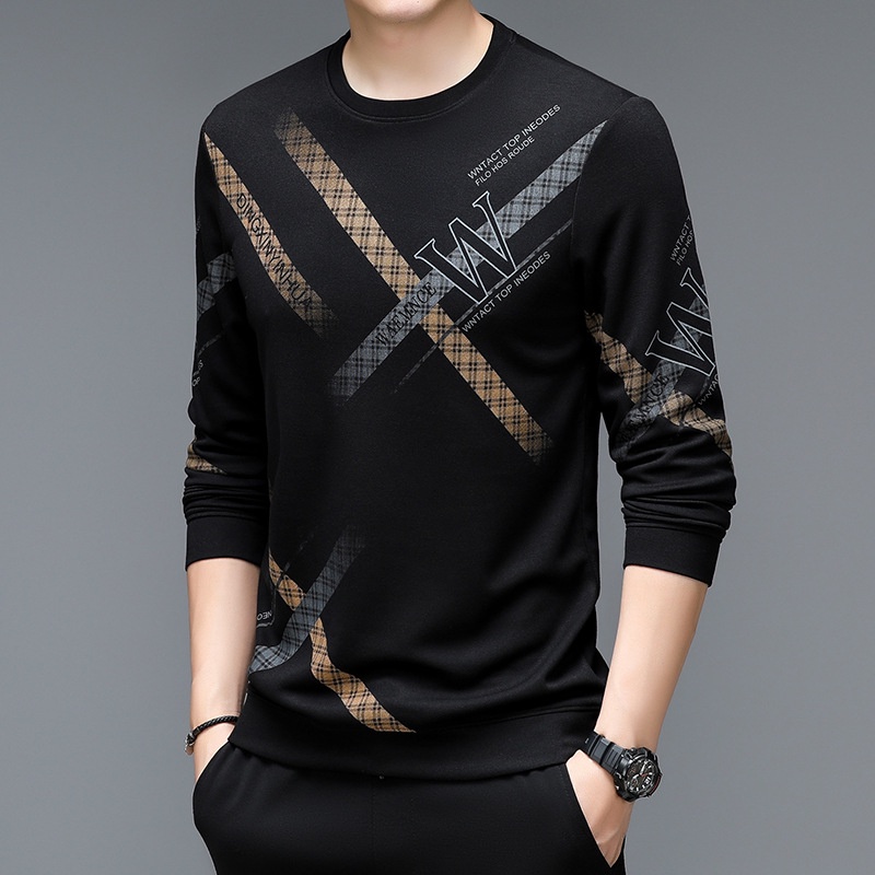 ☞Áo Thun Tay Dài Cổ Tròn Thoáng Khí Phong Cách Hàn Quốc Thời Trang Cho Nam