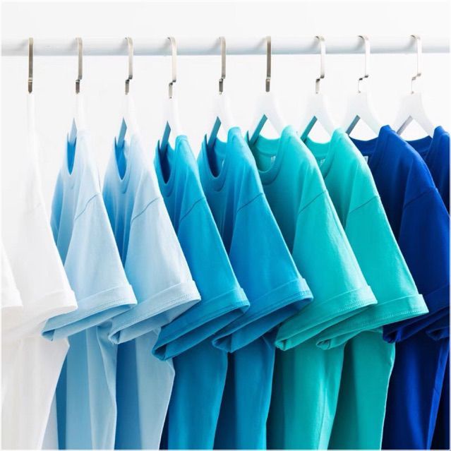 ÁO THUN MỸ COTTON 100% / XANH XANH DƯƠNG / 5H1T
