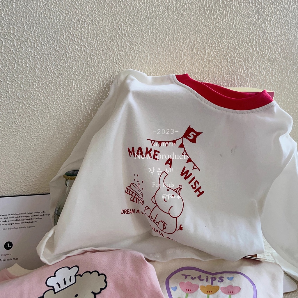 Áo Thun Tay Dài In Họa Tiết Hoạt Hình Phong Cách Hàn Quốc Thời Trang Mùa Thu 2023 Dành Cho Bé Gái