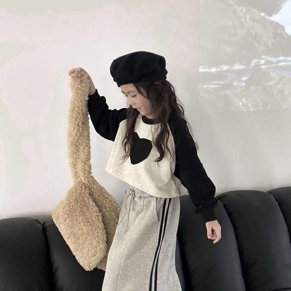 Áo Thun Tay Dài Màu Sắc Tương Phản Phong Cách Hàn Quốc Cho Bé Gái