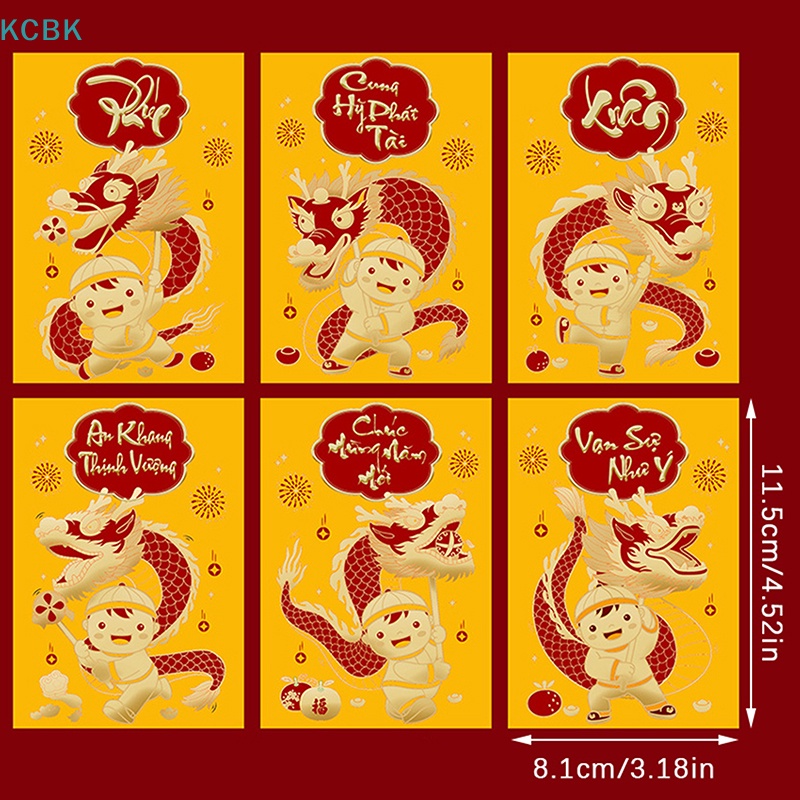 6 Bao Lì Xì Giấy Truyền Thống Trung Quốc Họa Tiết Hoạt Hình Sáng Tạo