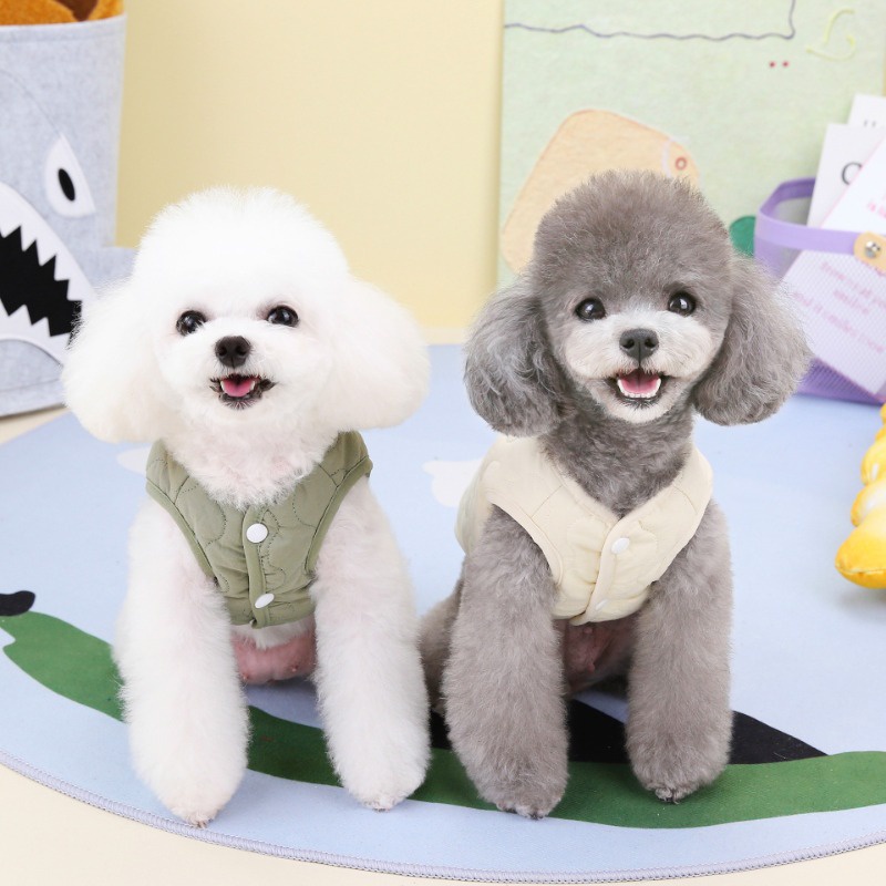 Áo Khoác cotton Dày Dặn Giữ Ấm Có Vòng Kéo Thời Trang Thu Đông Cho Thú Cưng