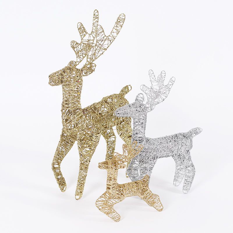 🎄Christmas Phụ Kiện Trang Trí Giáng Sinh Hình Hươu Bằng Sắt Màu Vàng Hồng