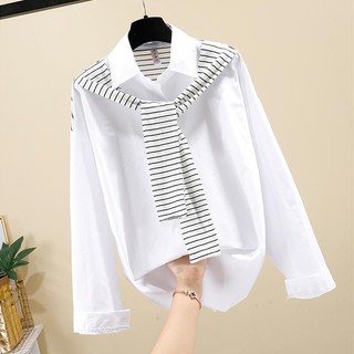 Áo sơ mi nữ thuỷ thủ dài tay phối khăn choàng phong cách hàn quốc