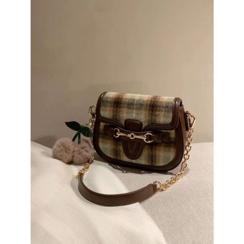 🅽🅴🆆  Mới Túi Xách Len Phối Màu Tương Phản Phong Cách retro Cho Nữ