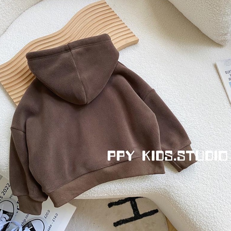 Áo Hoodie Dày Màu Trơn Đơn Giản Thời Trang Hàn Quốc Mới Cho Bé Trai