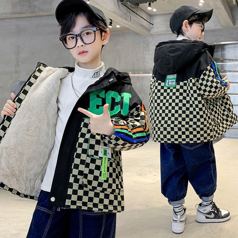 Bé trai nhung dày cotton áo khoác mùa đông mới mùa đông cotton áo ấm áo gió trẻ em áo khoác cotton hợp thời trang