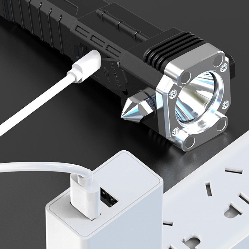 Đèn pin siêu sáng - Búa đèn pin Led 4 Trong 1 đa chức năng búa thoát hiểm khẩn cấp, chống nước siêu bền - YKD