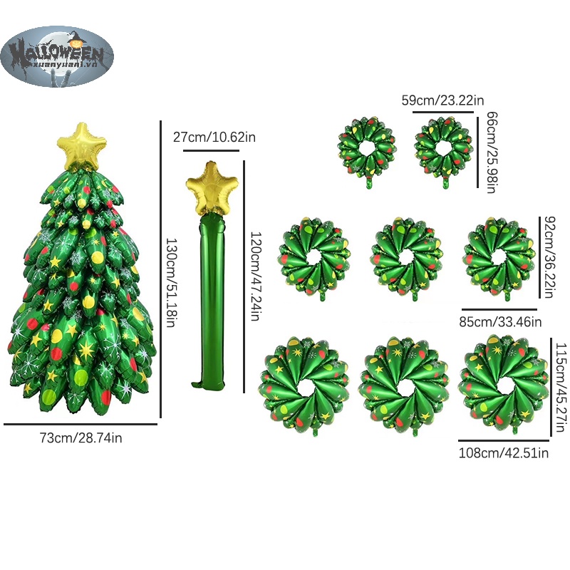 Bong Bóng Lá Nhôm Chủ Đề Giáng Sinh Năm Mới 2024 Trang Trí Tiệc