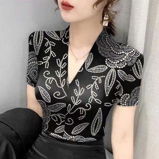 Áo Sơ Mi Lụa Cổ Tim Thời Trang Xuân Hè Dành Cho Nữ